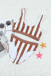 Thumbnail for Striped Tank High Waist Bikini - T - 3 COLORS -