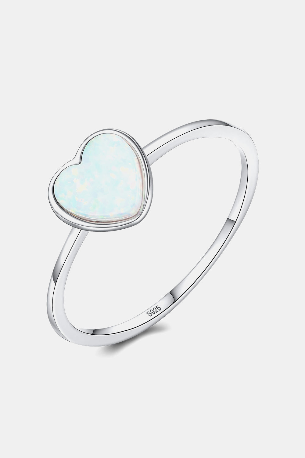 Opal Heart 925 Sterling Silver Ring - T - SIZES 6 THRU 9 - 3 COLORS -