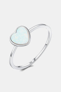 Thumbnail for Opal Heart 925 Sterling Silver Ring - T - SIZES 6 THRU 9 - 3 COLORS -