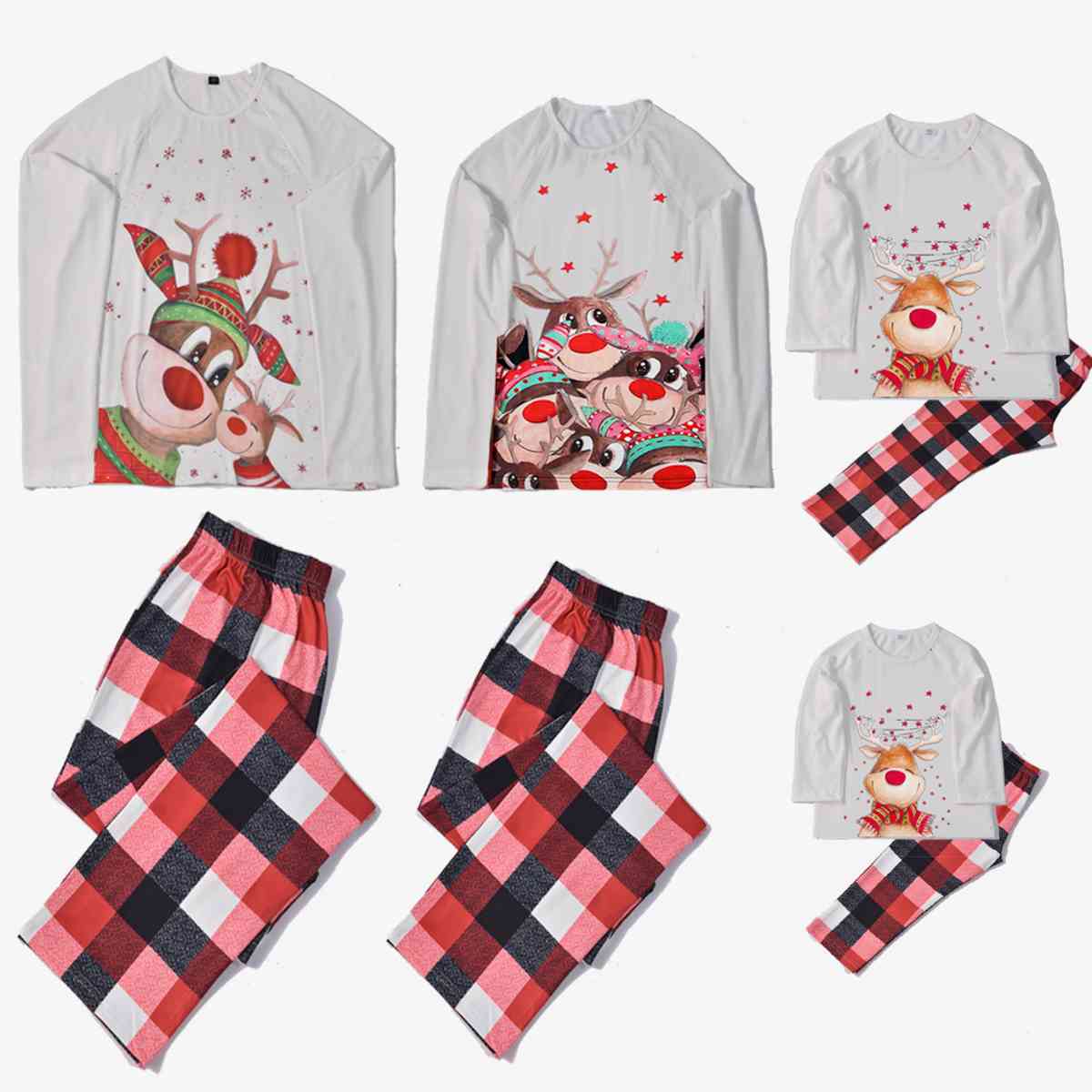 KIDS Reindeer Top and Plaid Pants Set - T -