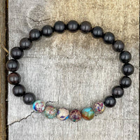 Thumbnail for Grove - Galaxy Jasper & Ebony Blackwood Mala Beaded Bracelet -