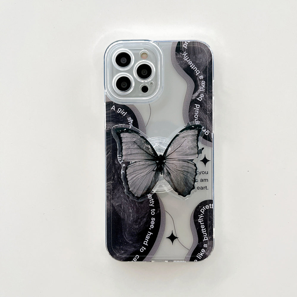 INS Dark Butterfly Design Clear Soft TPU Phone Case for iPhone 14 13  - GET BUTTERFLY EXTENSION HOLDER FOR NO EXTRA CHARGE! Butterfly extends for phone holder or stand! FITS 23 iPHONES - FIND YOURS! - [6-10 DAY DELIVERY] -