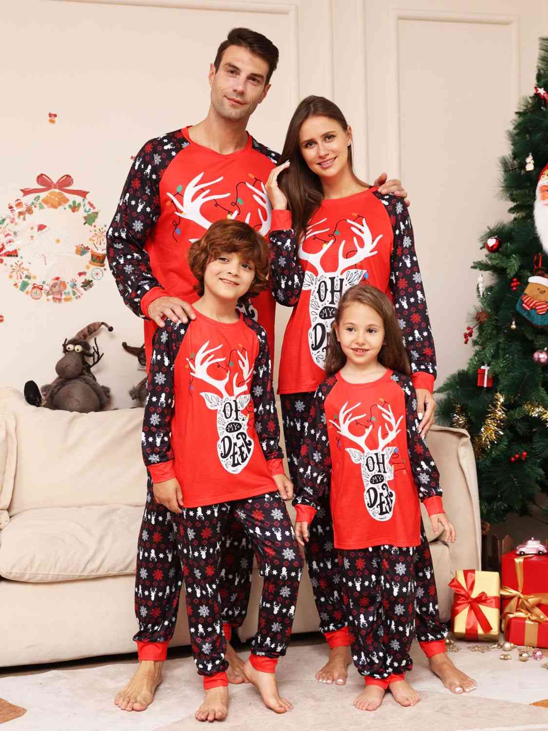 MEN Full Size Reindeer Graphic Top and Pants Set - 2PCS. - T -