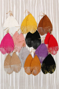 Thumbnail for Grunge Tone Fringe Drop Leather Earrings - 12 COLORS -