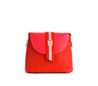 Thumbnail for GUNAS NEW YORK - Kate - Red Vegan Basket Weave Bag - 1 COLOR -