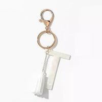 Thumbnail for Tasseled Initial Key Chain, White - 22 INITIALS -