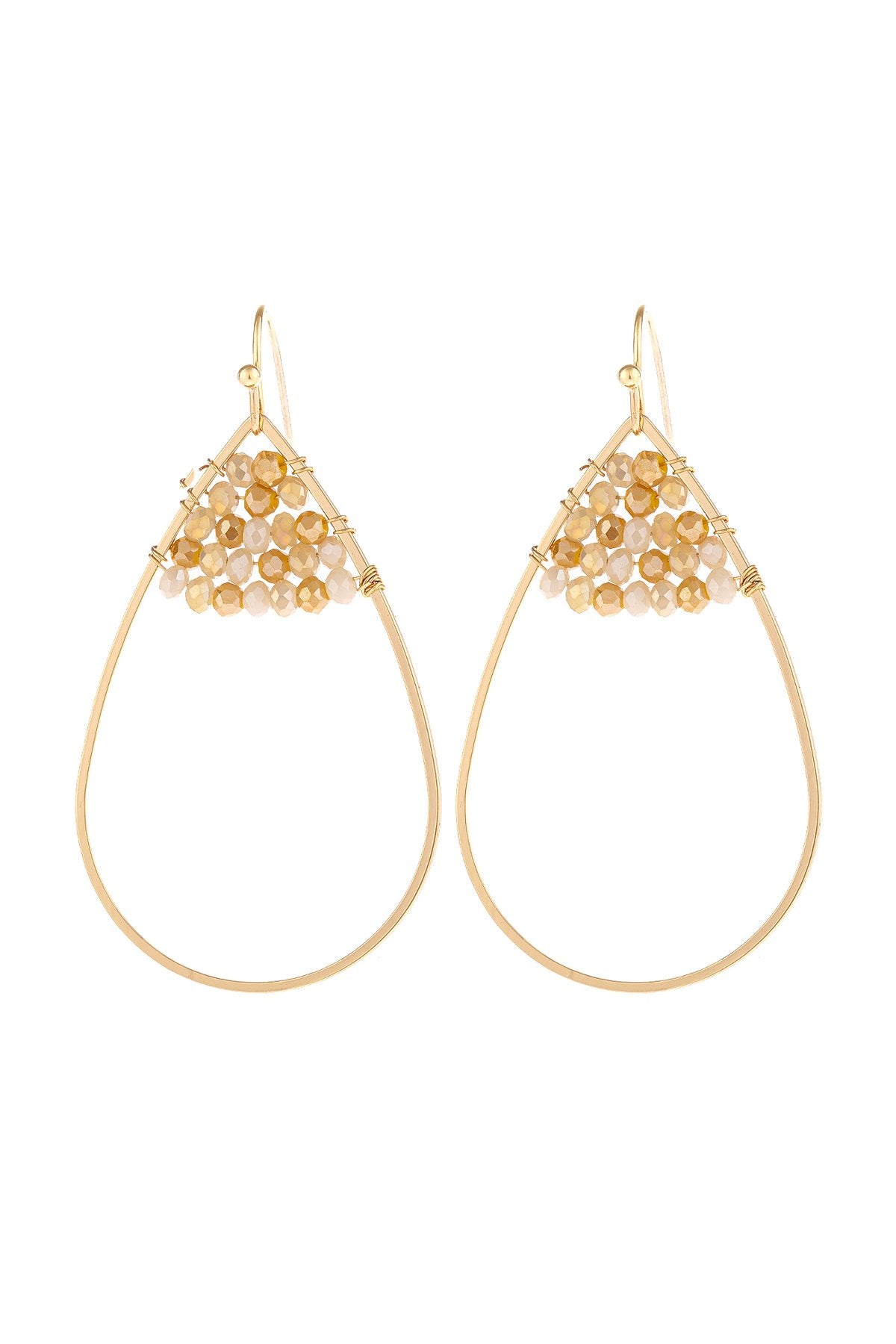 Open Teardrop With Rondelle Beads Earrings - 13 COLORS -