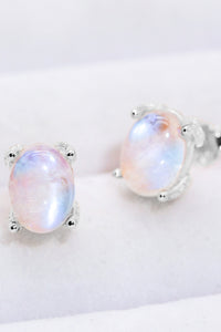 Thumbnail for Natural Moonstone 4-Prong Stud Earrings - T - 2 FINISHES -