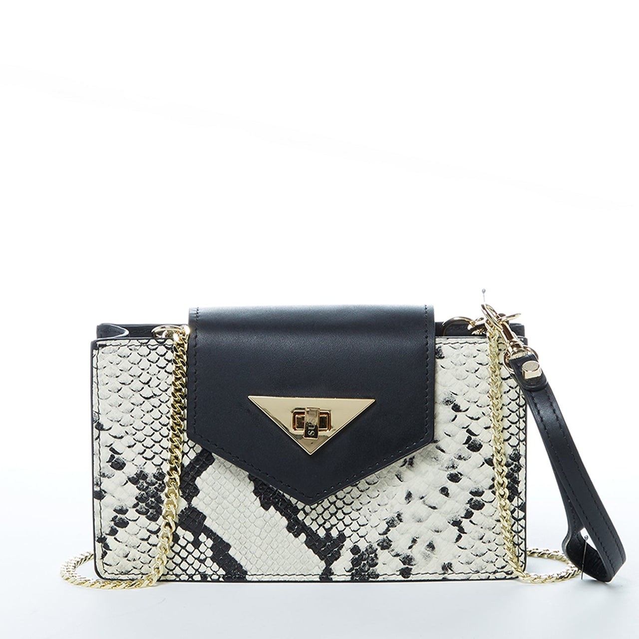 Mary Small Crossbody Leather Purse Black Snakeskin Pattern -