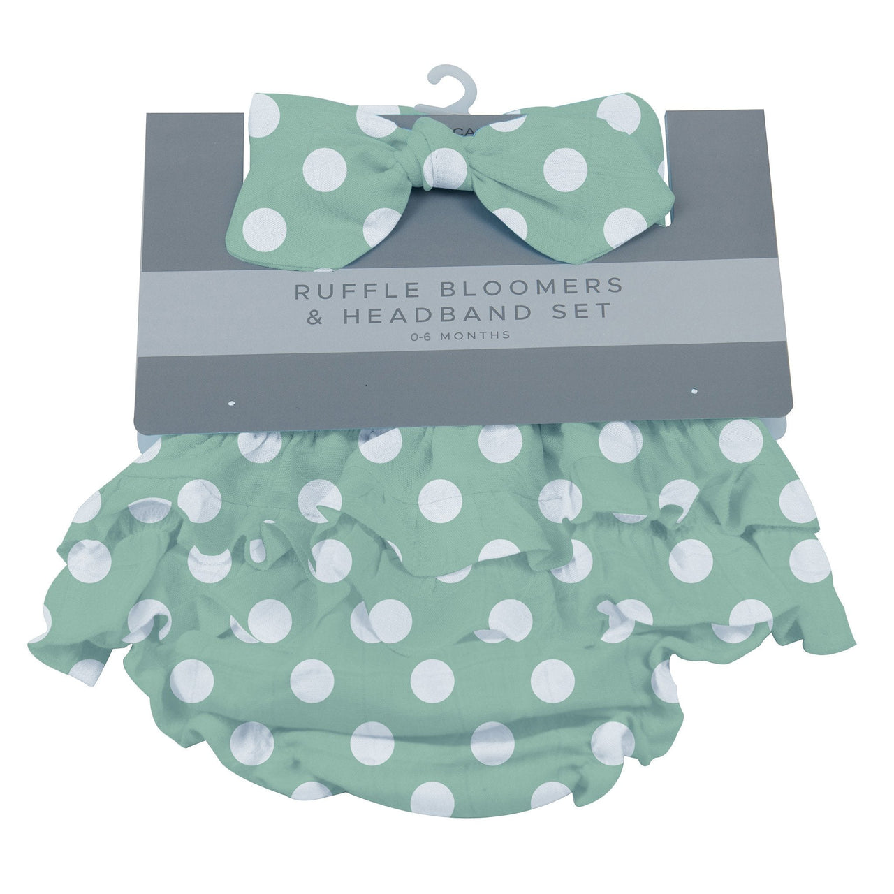 Jade Polka Dot Ruffle Bloomers and Headband Set -