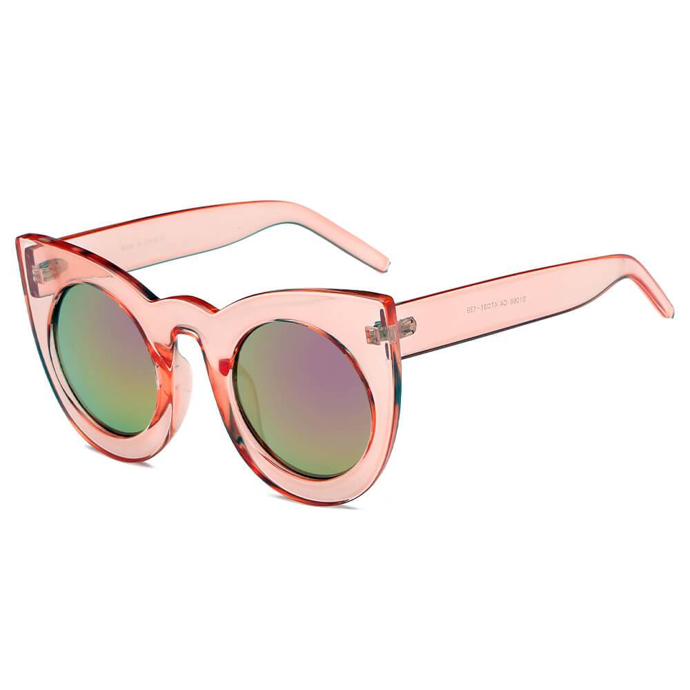 Hinton | S1066 - Women Round Cat Eye Oversize Sunglasses - 4 COLORS -