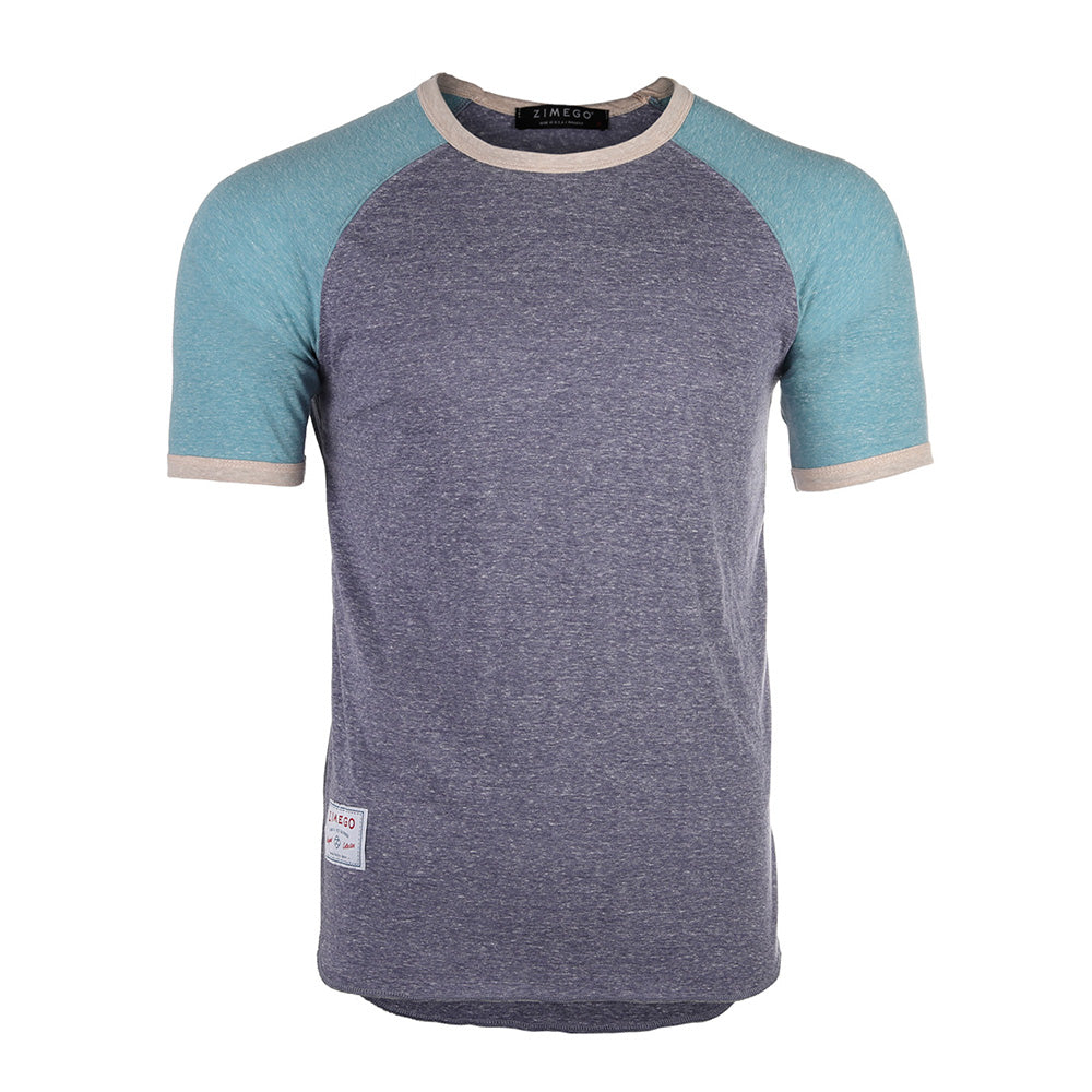 Men's Short Sleeve Classic Retro Contrast Raglan Ringer T-Shirt - 1 COLOR -