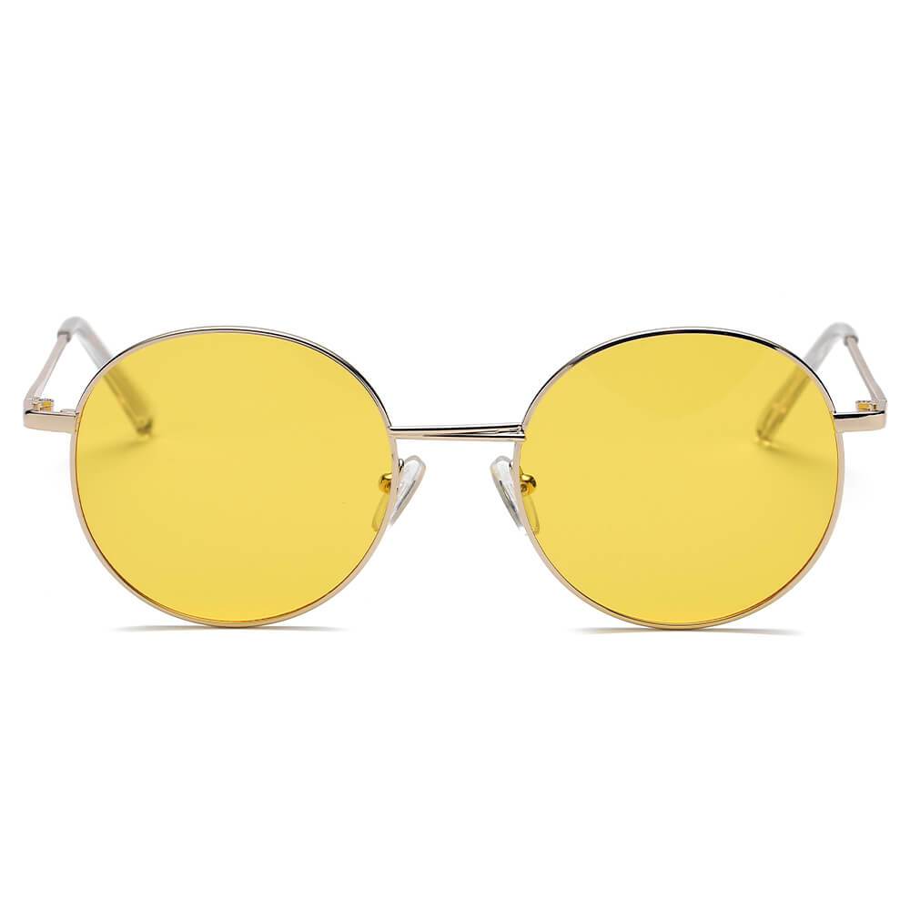 Geneva | S2066 - Retro Vintage Metal Round Oval Circle Sunglasses - 4 COLORS -