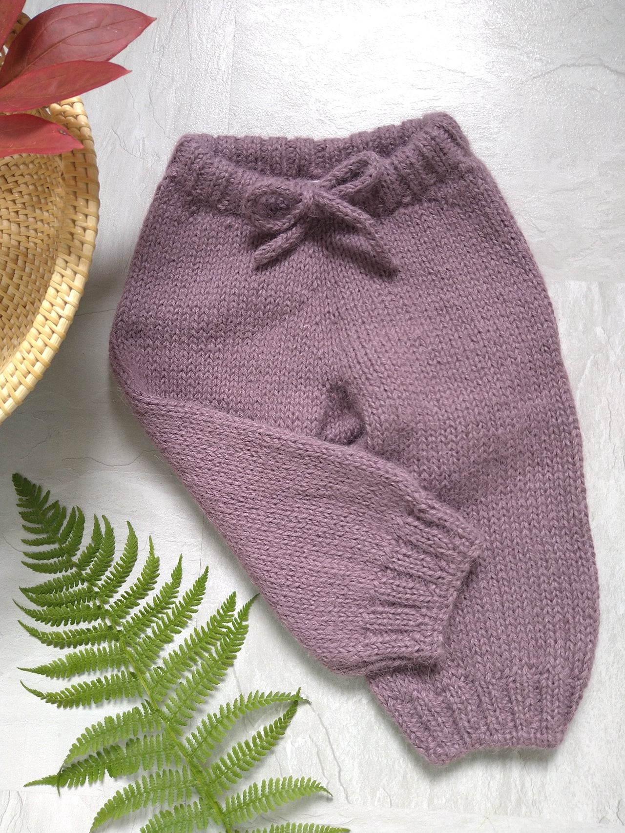 Baby Bubble - Mauve Alpaca Knitted Pants - 0-3 MONTHS  - 1 COLOR -