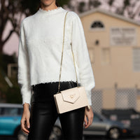 Thumbnail for Mary Off White Mini Crossbody Bag Leather Wristlet -