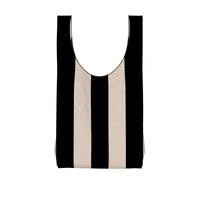 Thumbnail for OOTO - BLACK AND BEIGE STRIPED - Parachute Shopping Bag - 1 COLOR -