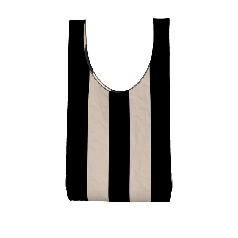 OOTO - BLACK AND BEIGE STRIPED - Parachute Shopping Bag - 1 COLOR -