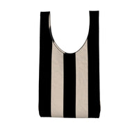 Thumbnail for OOTO - BLACK AND BEIGE STRIPED - Parachute Shopping Bag - 1 COLOR -