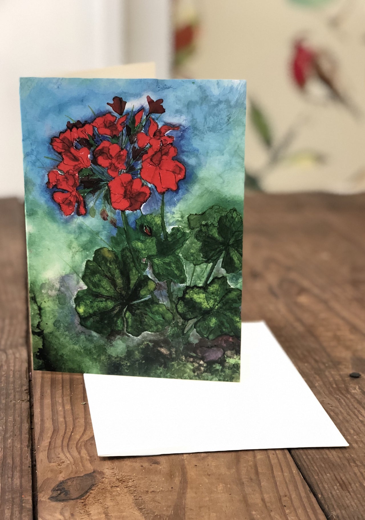 Geraniums : Greeting Card - 5"X7" - 1 OR SET(6) -