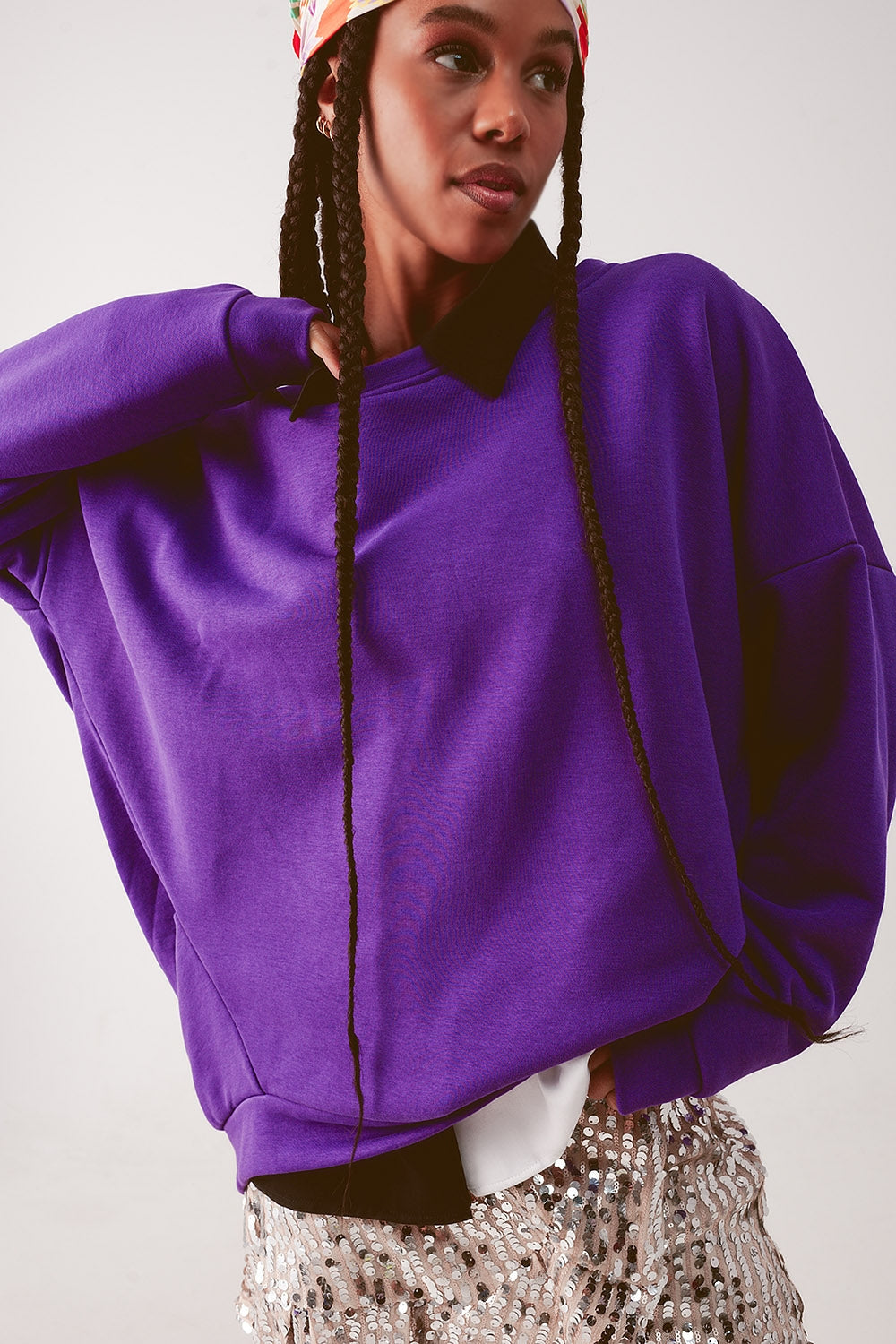 Q2 - Oversized Sweatshirt in Purple - 1 COLOR -