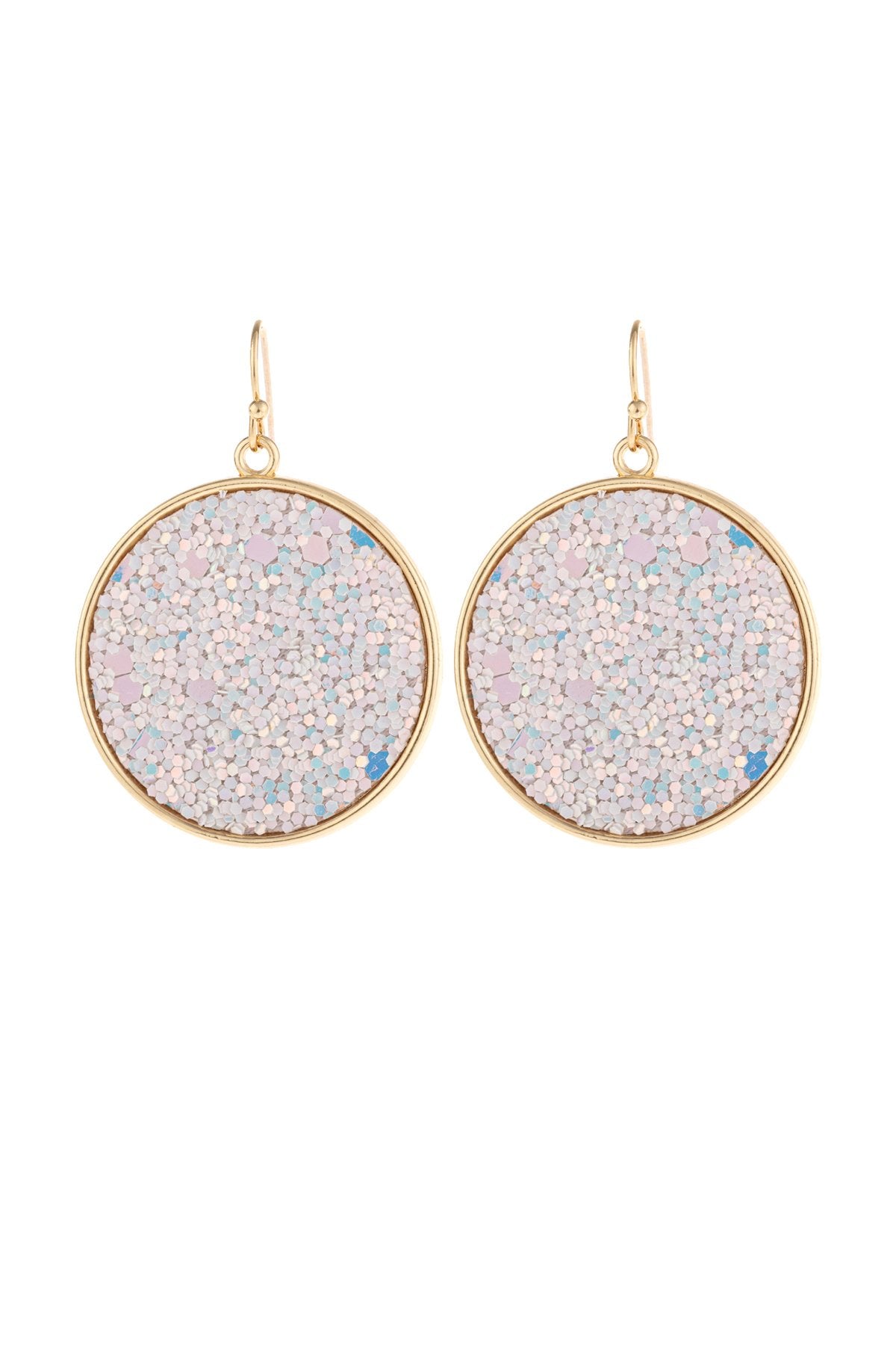 Riah Fashion - Disc Sequin Leather Drop Earrings - 8 COLORS -