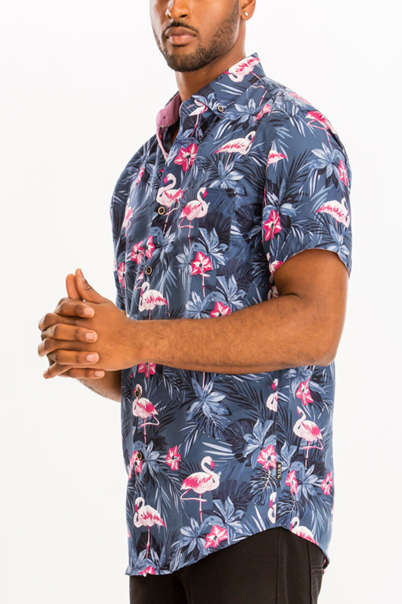 WEIV - Digital Print Hawaiian Short Sleeve Shirt -