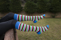 Thumbnail for Women's Cobalt Stripe Knee High Socks - 1 COLOR -