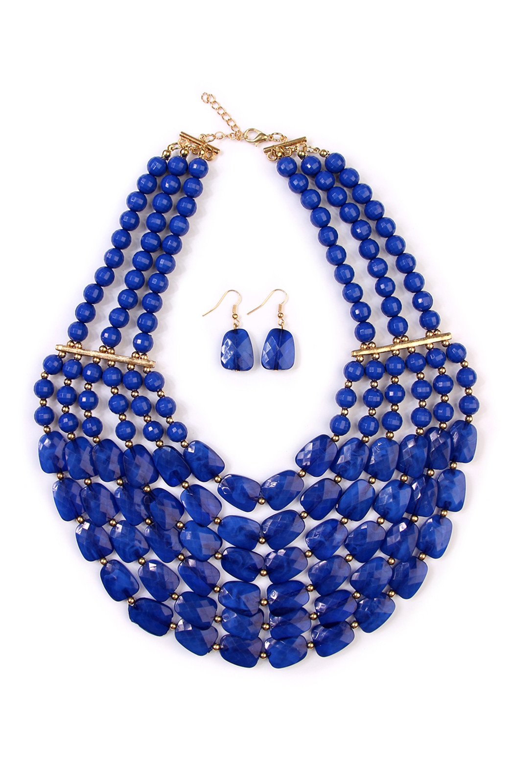 Riah Fashion - Beaded Statement Necklace & Matching Earring Set - 9 COLORS -