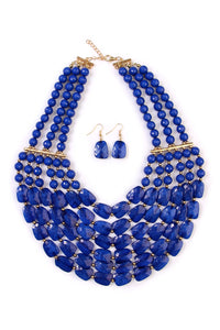 Thumbnail for Riah Fashion - Beaded Statement Necklace & Matching Earring Set - 9 COLORS -