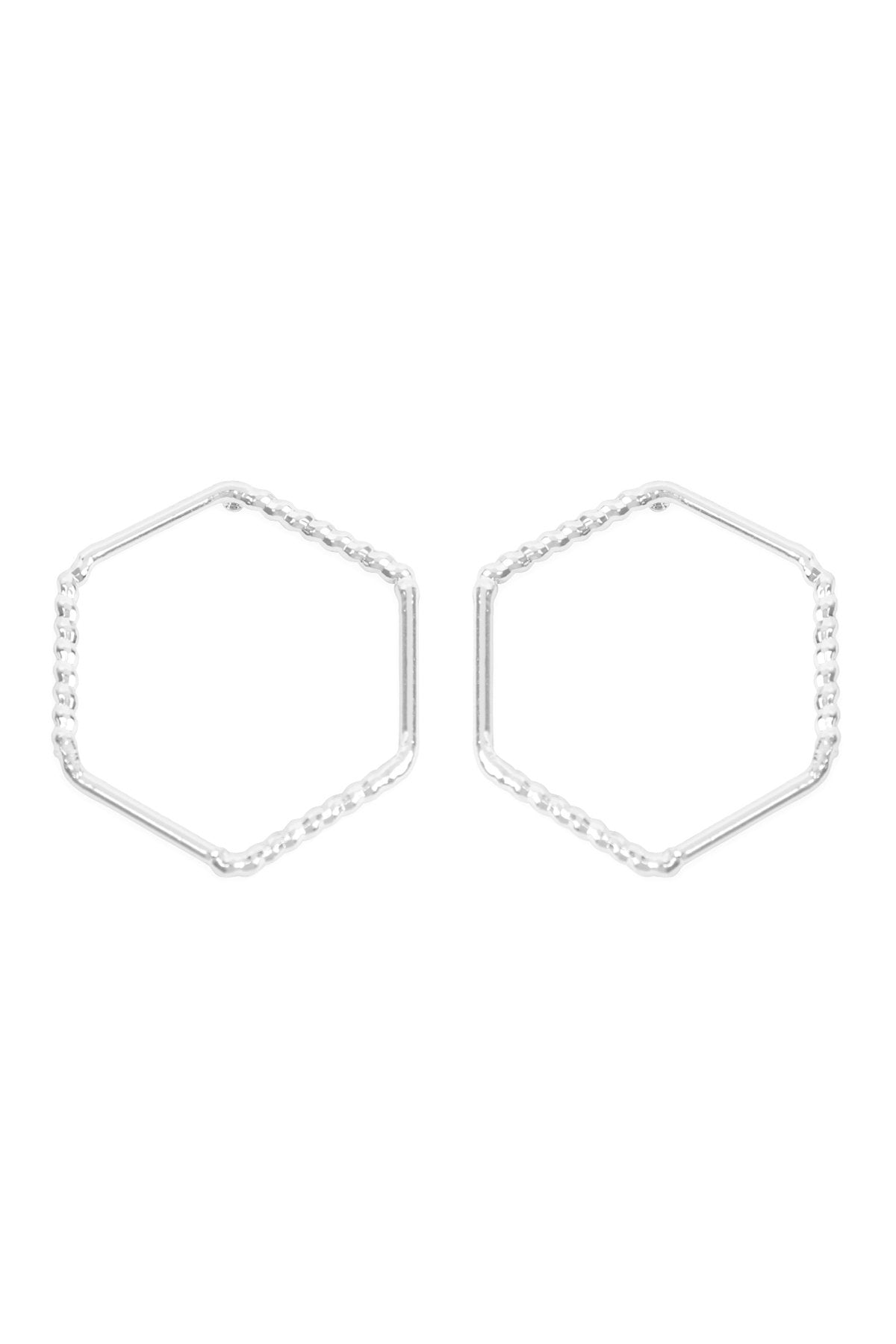 Open Hexagon Post Earrings - 2 FINISHES -