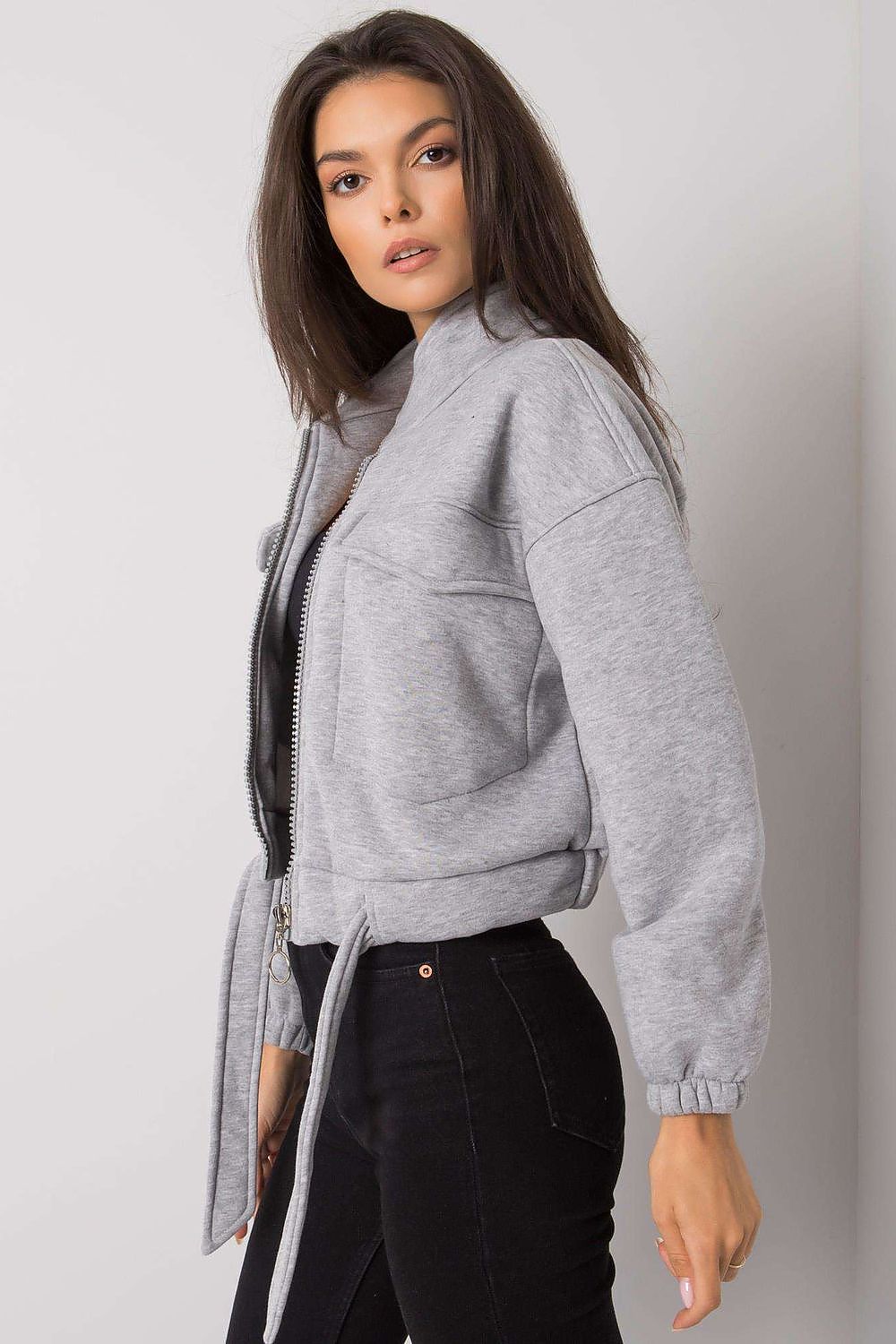 Ex Moda - Crop Sweatshirt Jacket - 1 COLOR -