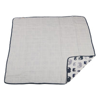 Thumbnail for Blue Elephant and Spotted Wave Cotton Muslin Newcastle Blanket -