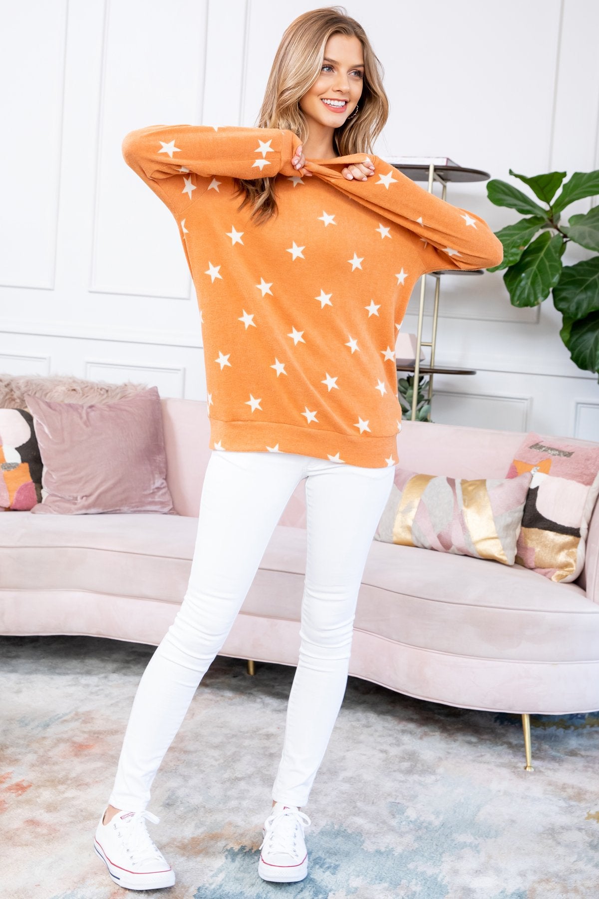 Riah Fashion - Print Long Sleeve Top - 5 COLORS -