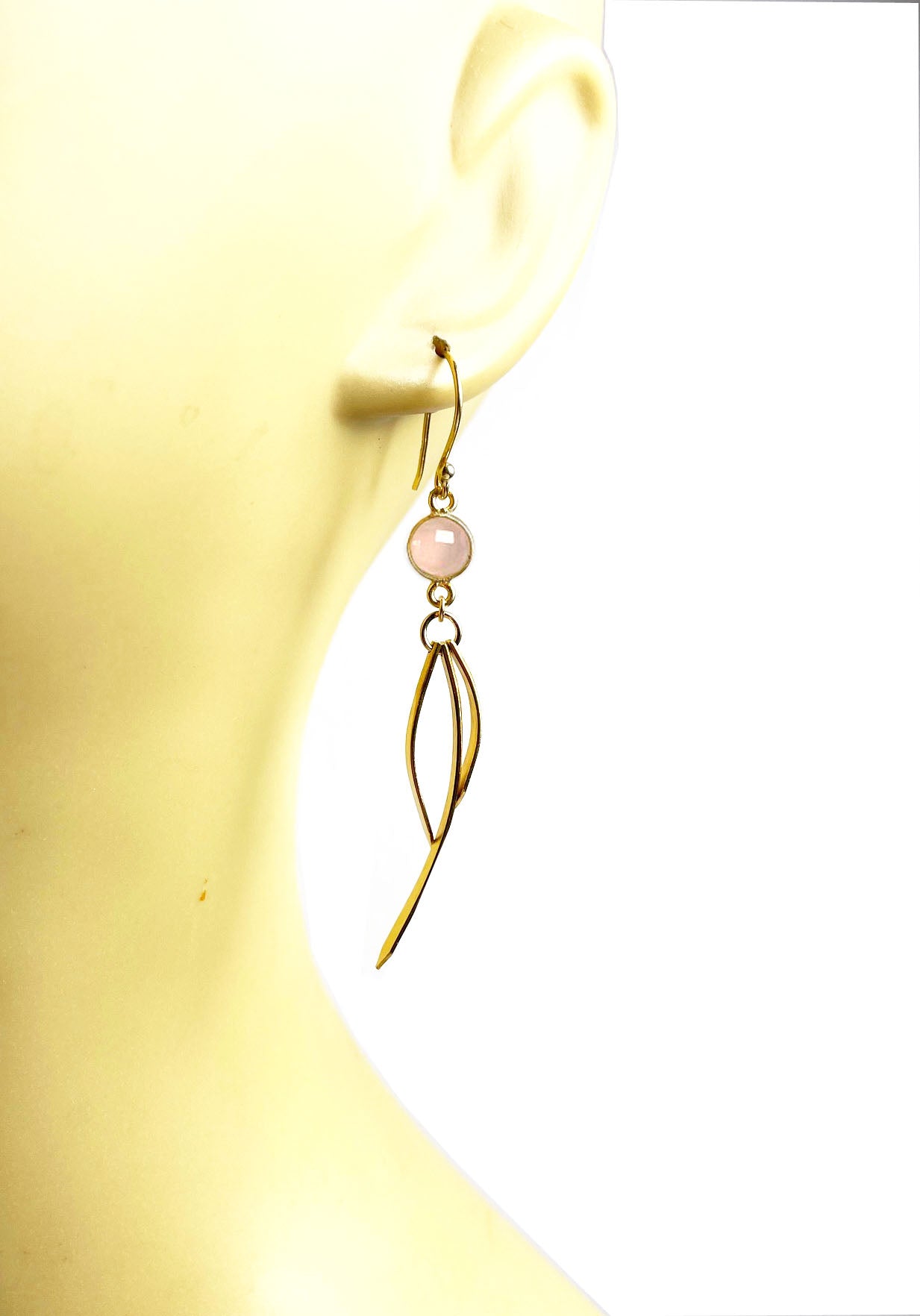 Gena Myint - Rose Quartz Dangle Earrings -