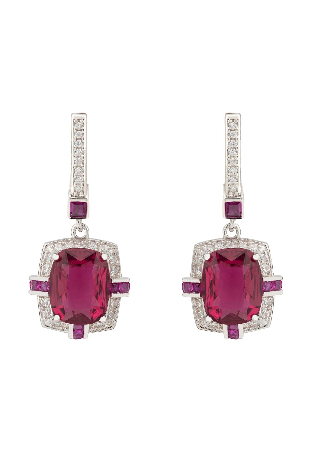 LATELITA - Clarence Silver Earrings Ruby -