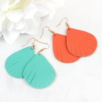 Thumbnail for Fringed Pear Shaped Leather Earrings - 10 COLORS