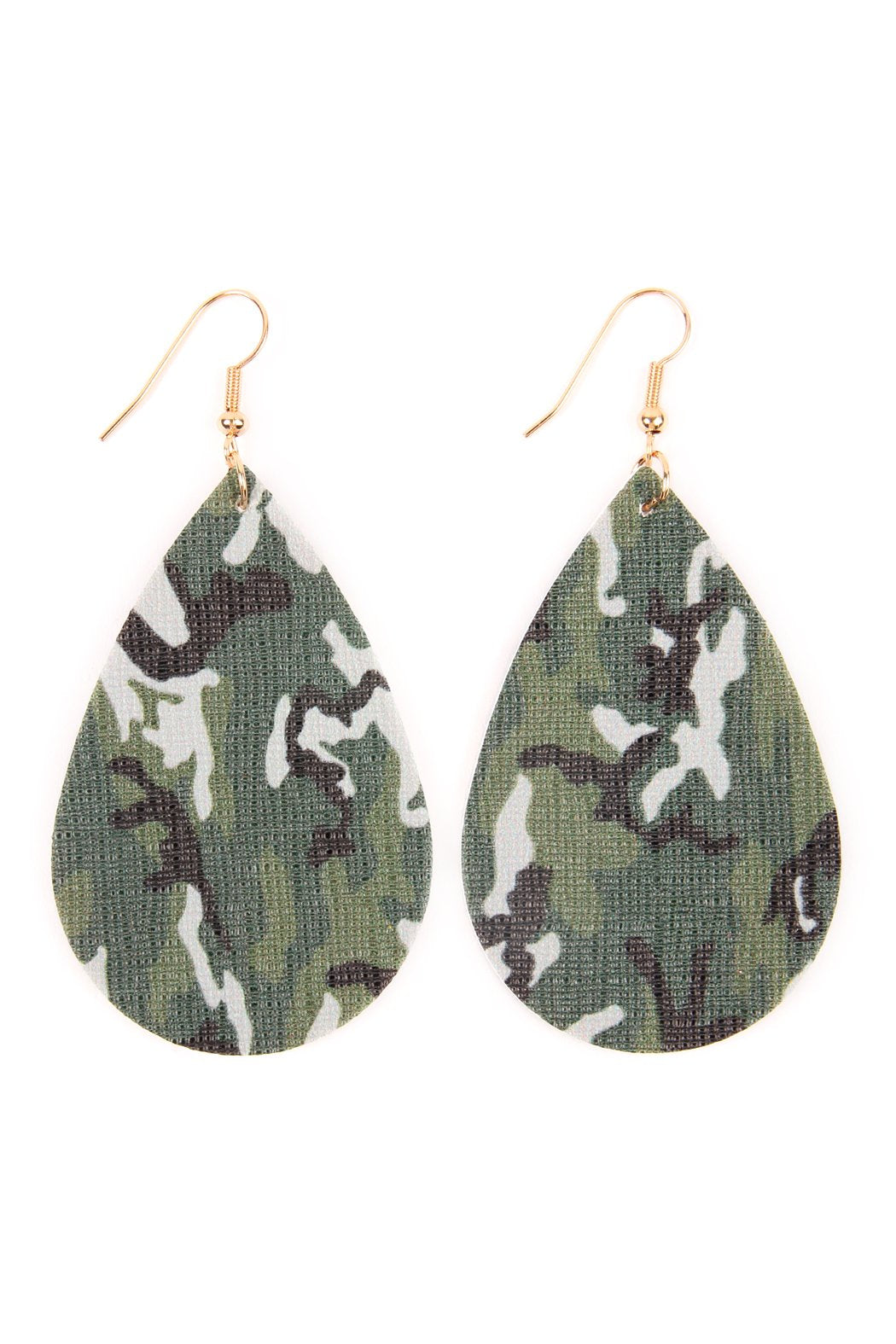 Camouflage Teardrop Leather Earrings -