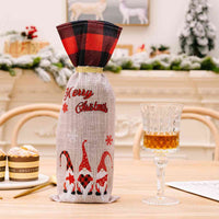 Thumbnail for 2-Piece set Christmas Plaid Wine Bottle Covers - 14.8