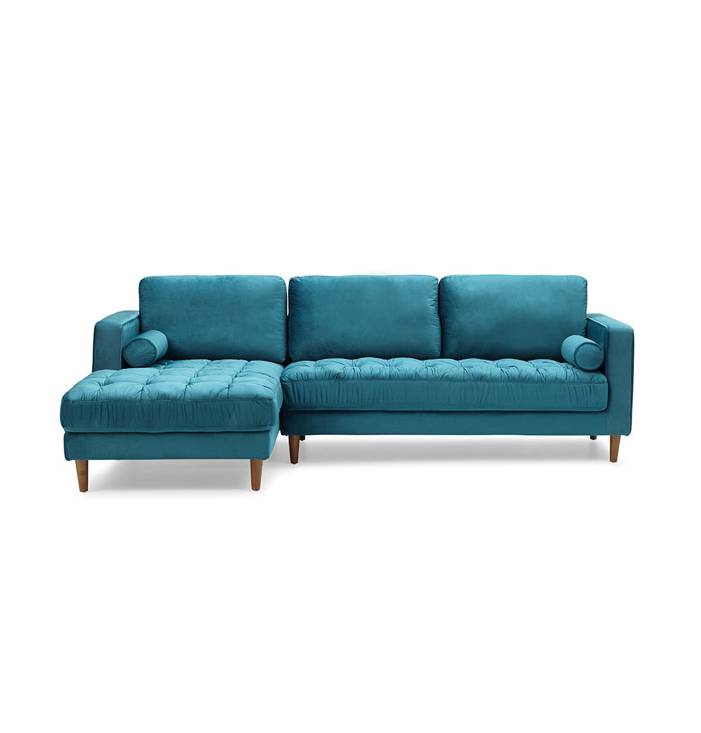 GFURN - Bente Tufted Velvet Sectional Sofa - Light Blue - LEFT OR RIGHT - 1 COLOR -