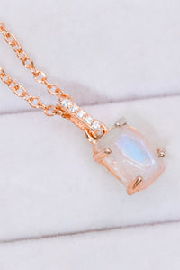 Thumbnail for Natural Moonstone 4-Prong Pendant Necklace - T - 2 FINISHES -