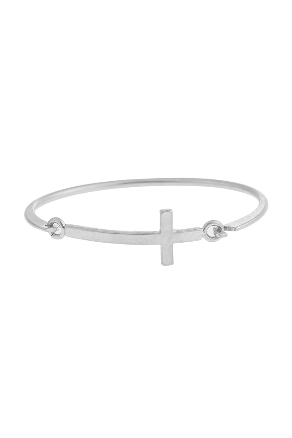 Cross Charm Cuff Bracelet - 5 FINISHES