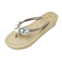 Thumbnail for SAND BY SAYA N.Y. - Blue York- Rhinestone Mid Wedge Flip Flops - 2 COLORS -