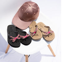 Thumbnail for SAND BY SAYA N.Y. - Rhinestone Pink Bow - Flat Flip Flops Sandal - 2 COLORS -