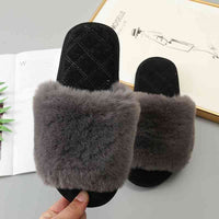 Thumbnail for Faux Fur Open Toe Slippers - T - 5 COLORS -