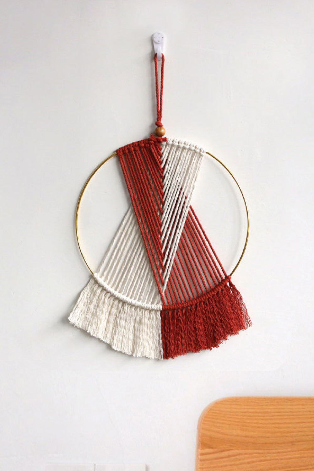 Contrast Fringe Round Macrame Wall Hanging - 16.5" X 9.8" - T - 4 COLORS -