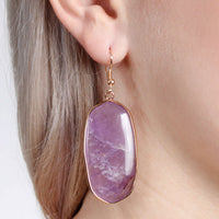 Thumbnail for USA - Natural Oval Stone Earrings - 9 COLORS -