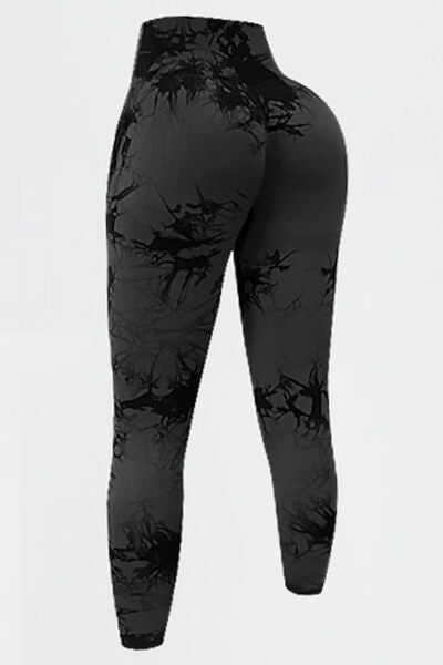 Printed High Waist Active Leggings - T - 5 COLORS -