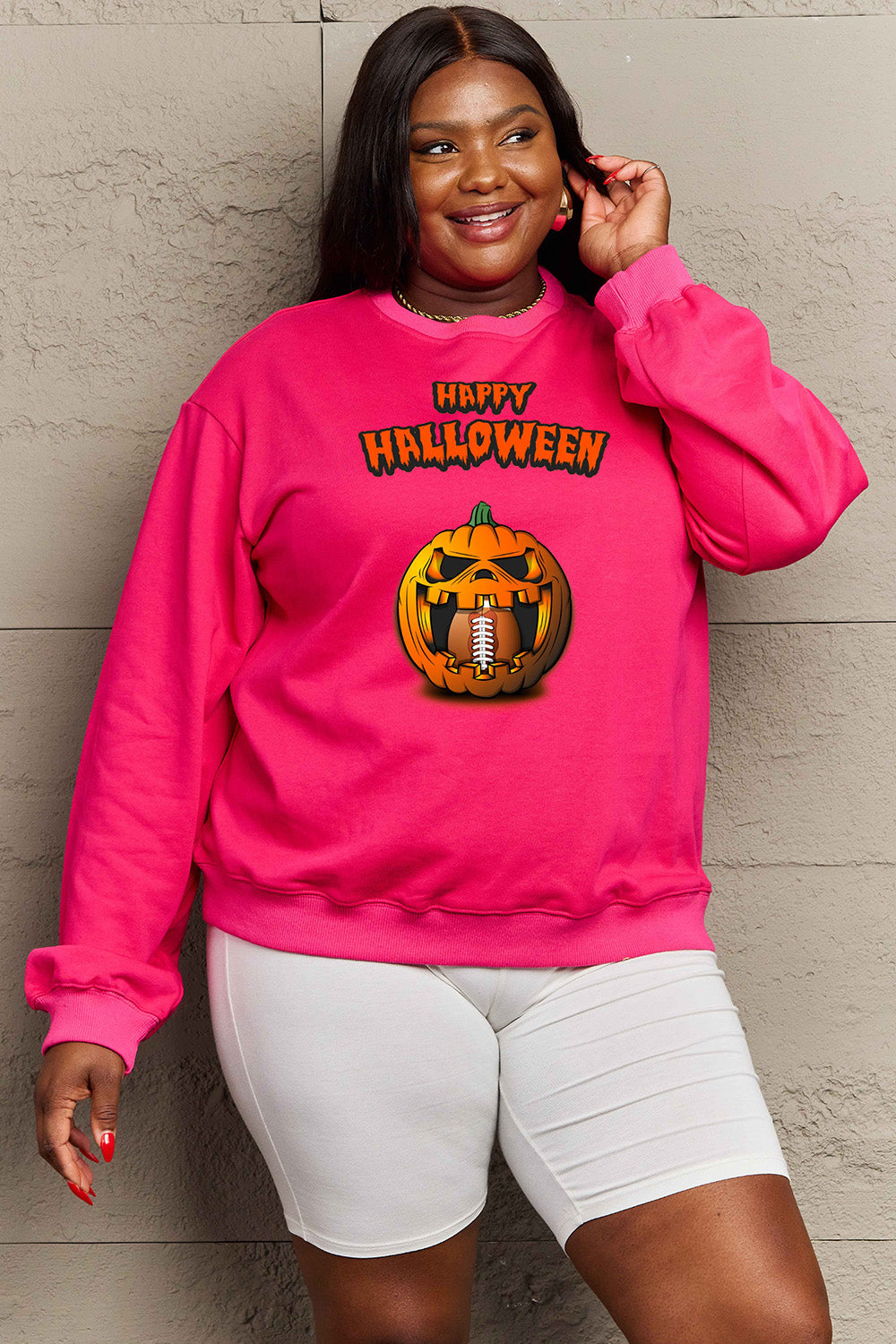 Simply Love Full Size HAPPY HALLOWEEN Graphic Sweatshirt - S THRU 3X - T - 6 COLORS -