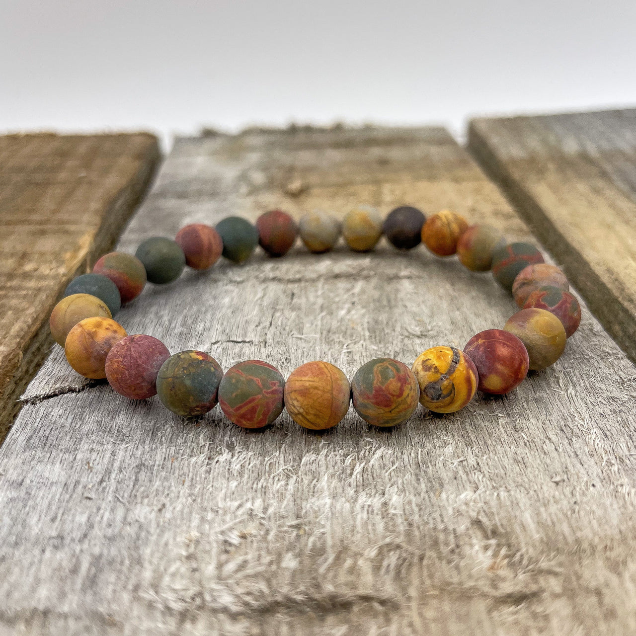 Union - Multicolor Picasso Jasper Gemstone Beaded Bracelet -