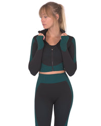 Thumbnail for Savoy - Trois Seamless Sports Jacket - Black With Teal Blue - 1 COLOR -